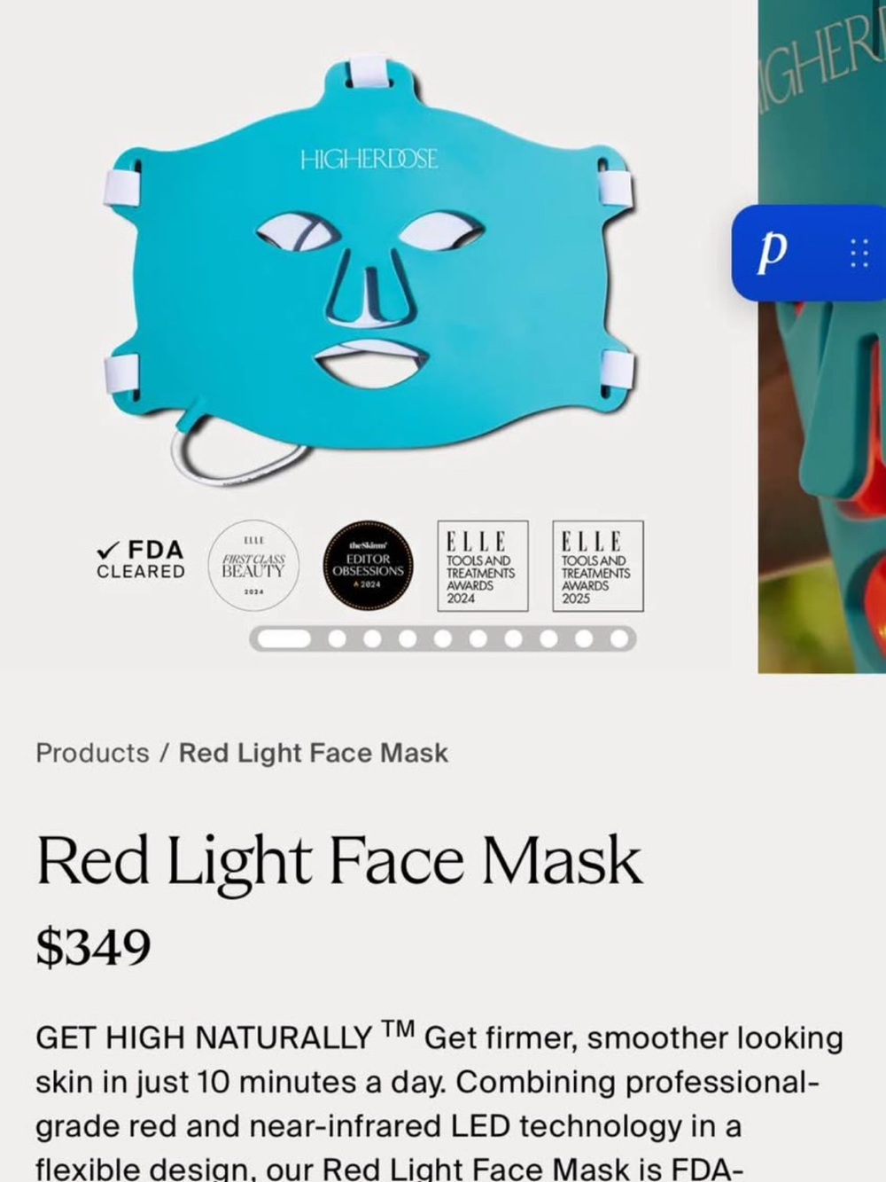 HigherDOSE Red Light Face Mask - Turquoise